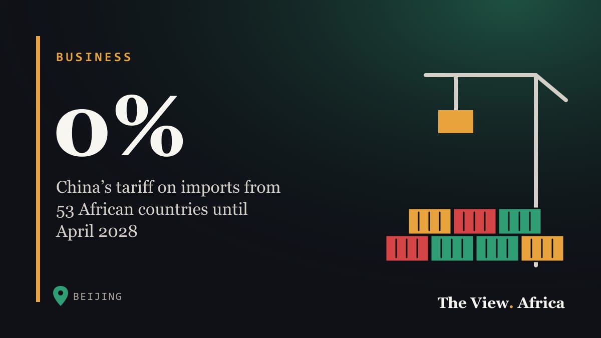 0%: China’s tariff on imports from 53 African countries until April 2028